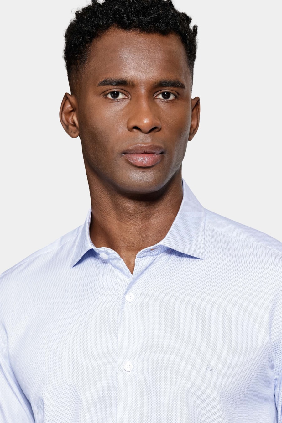 Camisa Slim Tricoline Maquinetada Manga Longa Azul Claro — foto 3 de 6