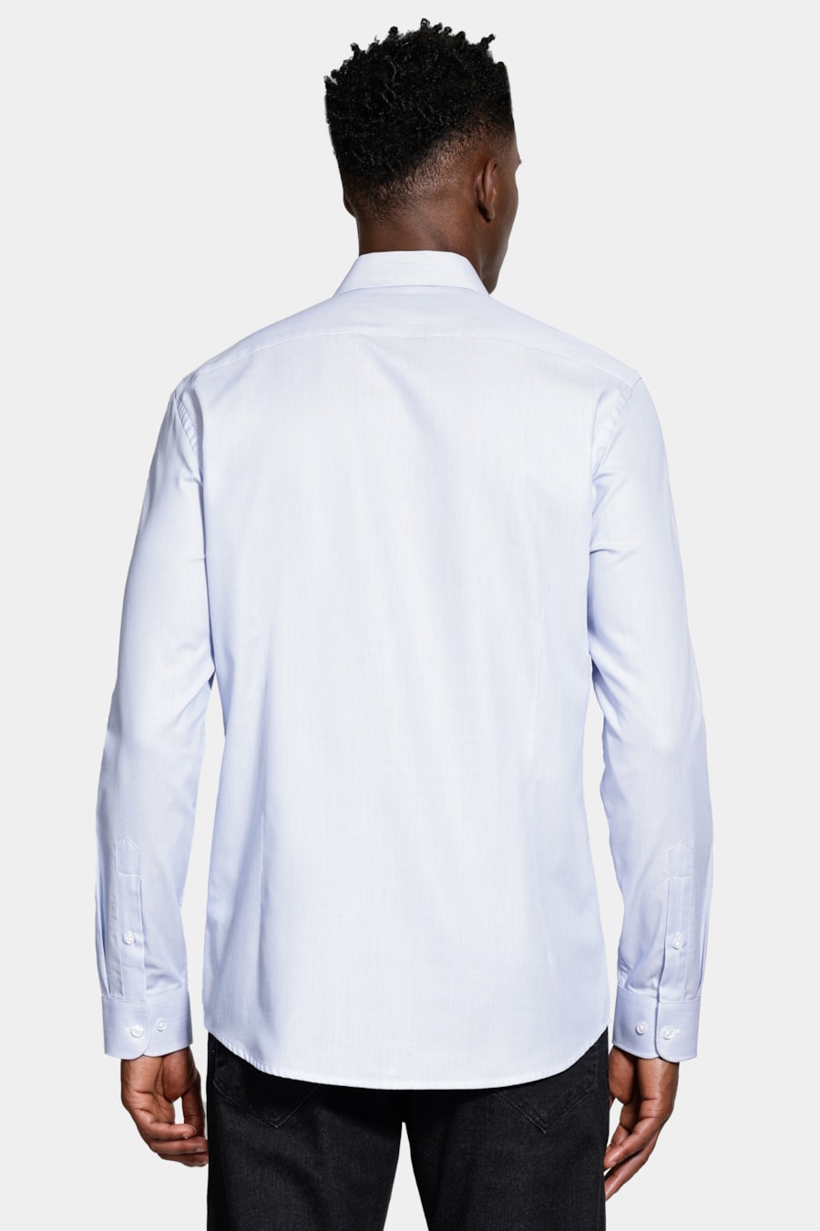 Camisa Slim Tricoline Maquinetada Manga Longa Azul Claro — foto 4 de 6