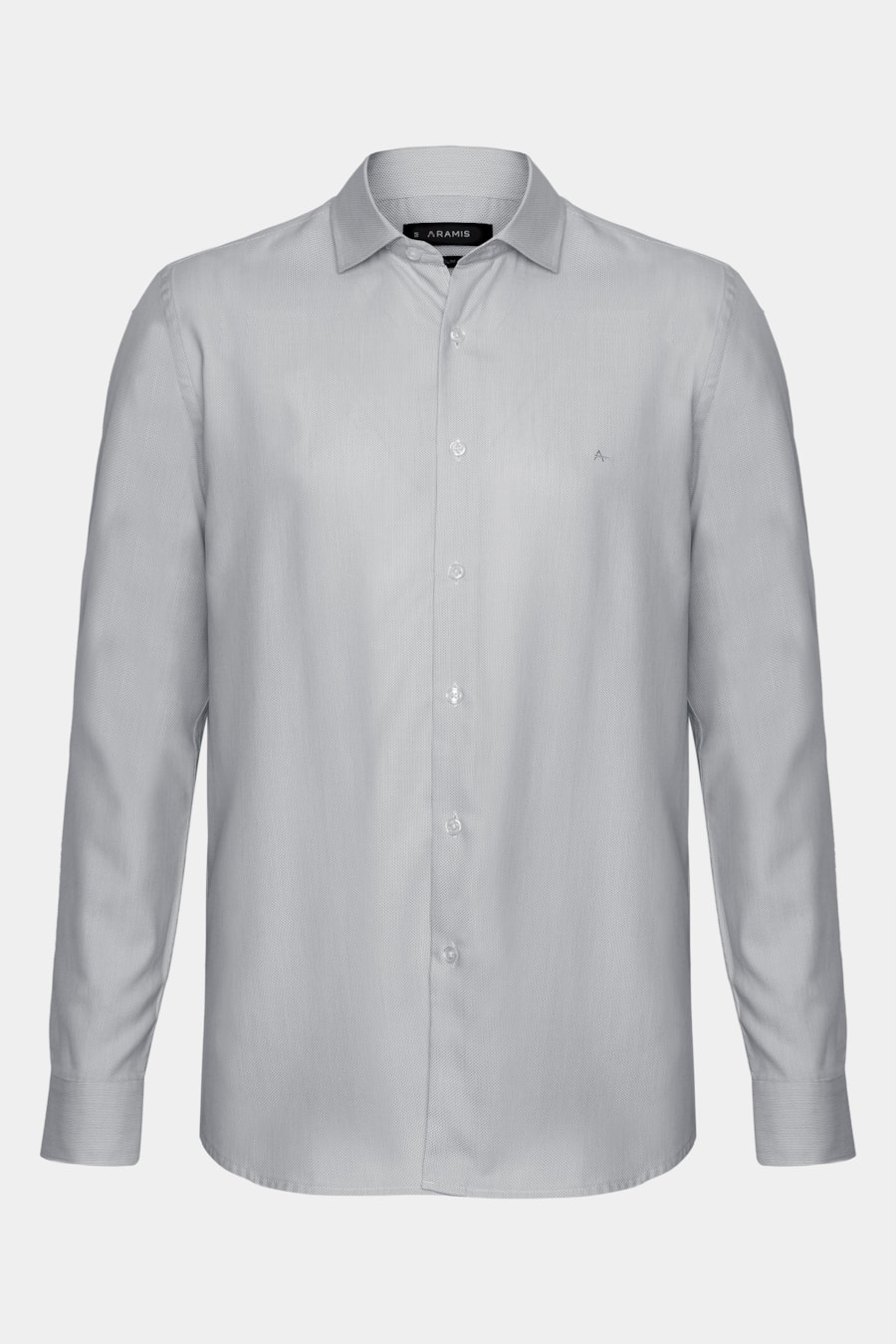 Camisa Slim Tricoline Maquinetada Manga Longa Cinza — foto 5 de 6