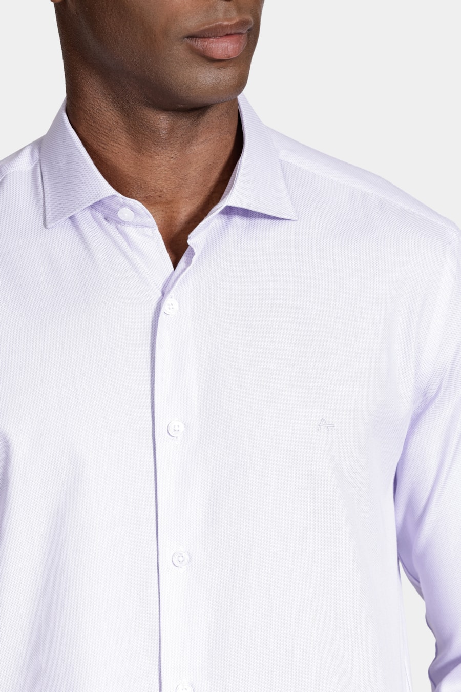 Camisa Slim Tricoline Maquinetada Manga Longa Lilas — foto 3 de 6