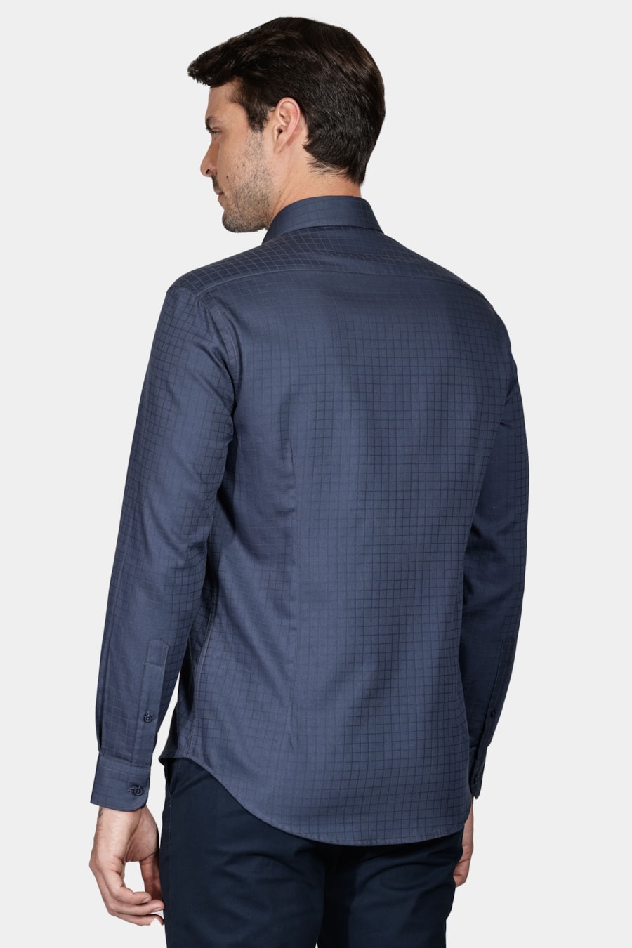 Camisa Slim Tricoline Maquinetada Marinho — foto 4 de 5