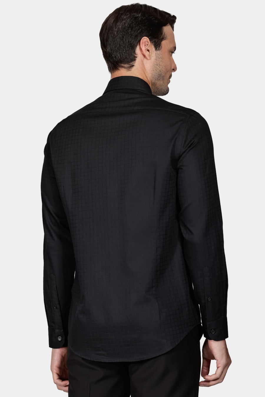 Camisa Slim Tricoline Maquinetada Preto — foto 4 de 5