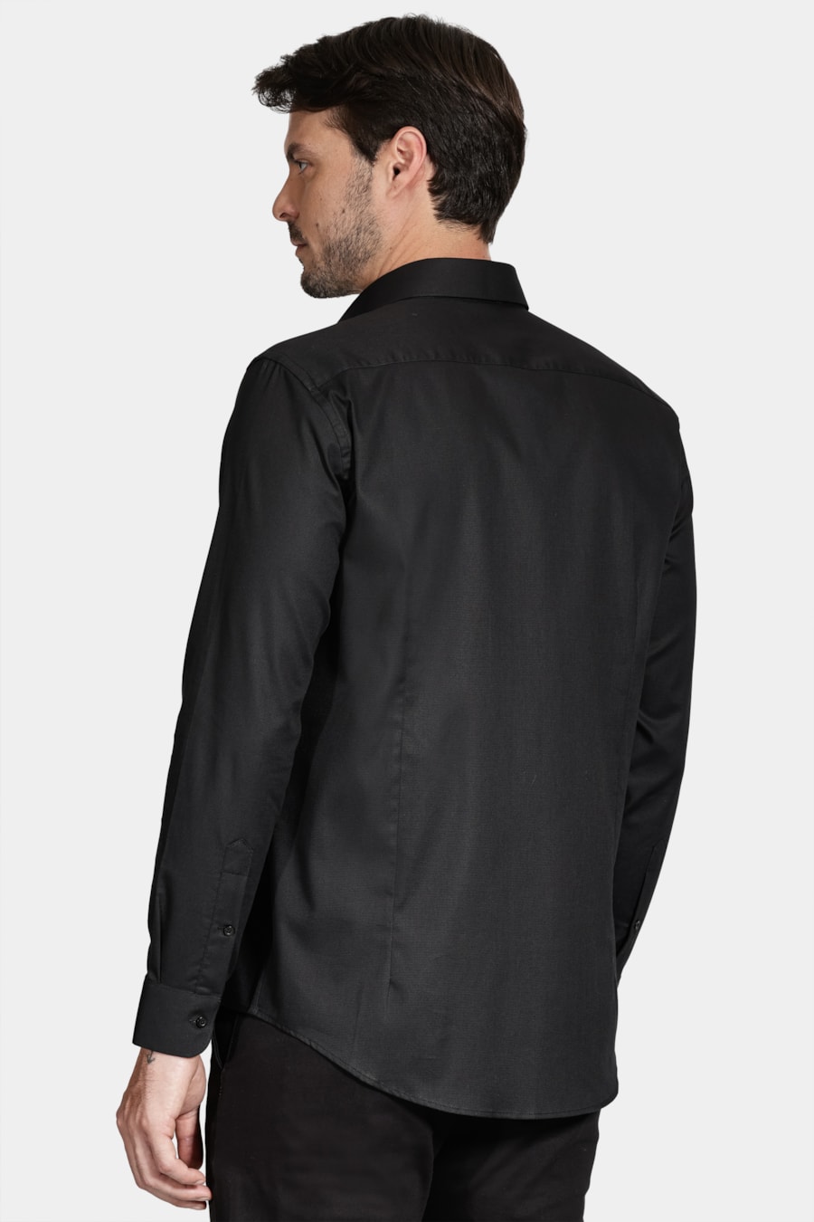 Camisa Slim Tricoline Maquinetada Preto — foto 4 de 5