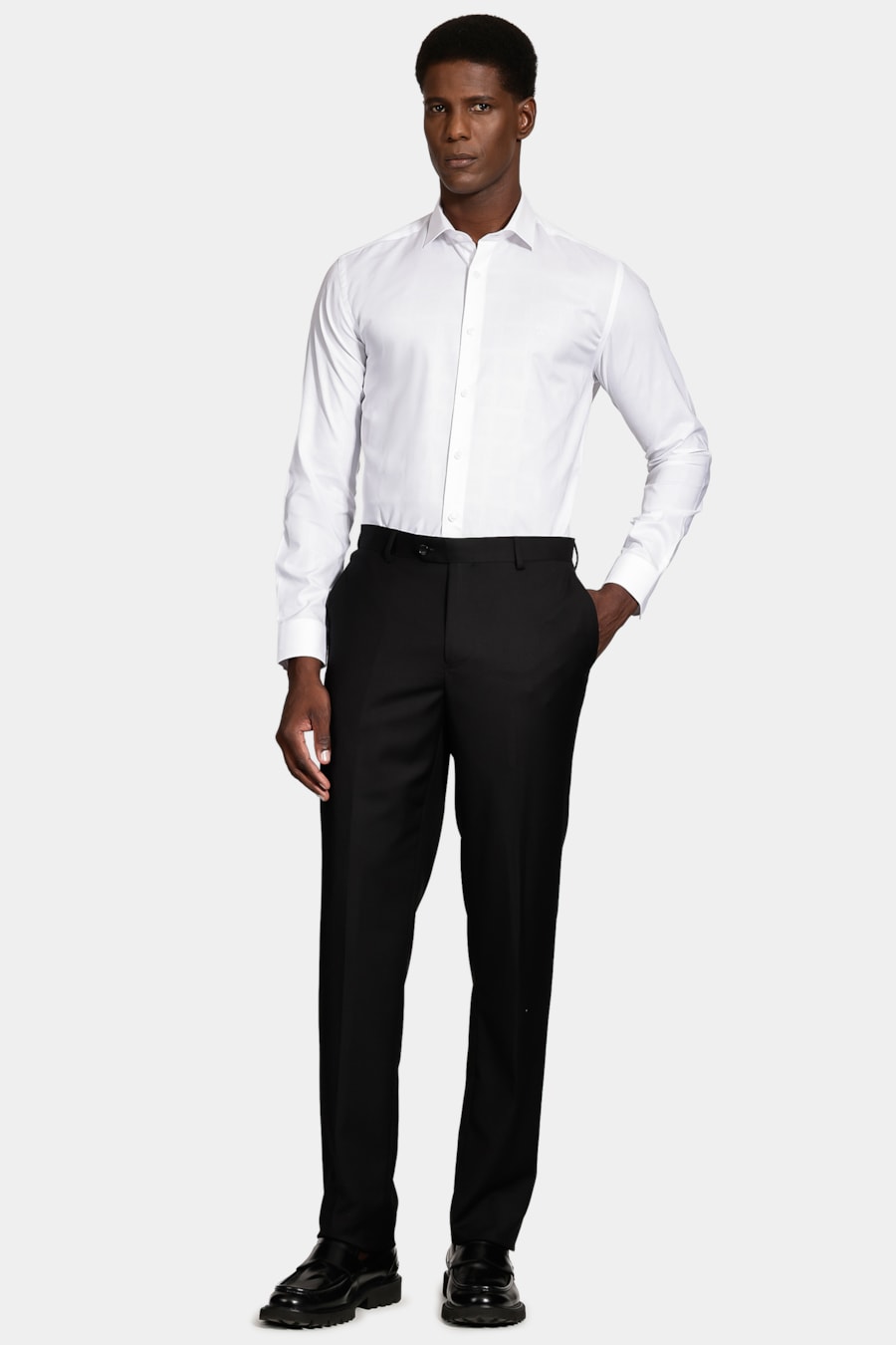 Camisa Slim Tricoline Maquinetada Xadrez Branco — foto 2 de 6