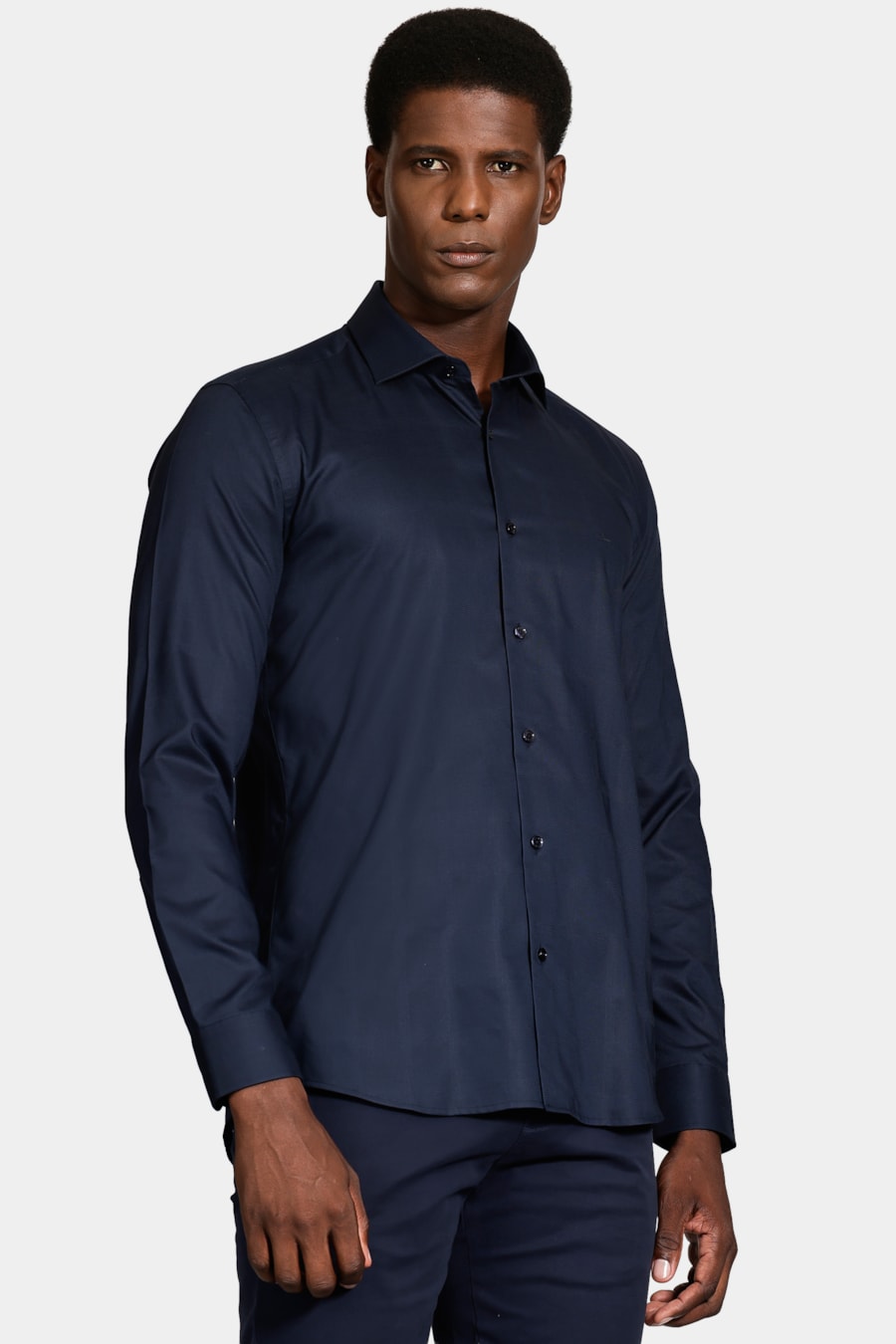 Camisa Slim Tricoline Maquinetada Xadrez Marinho — foto 1 de 6