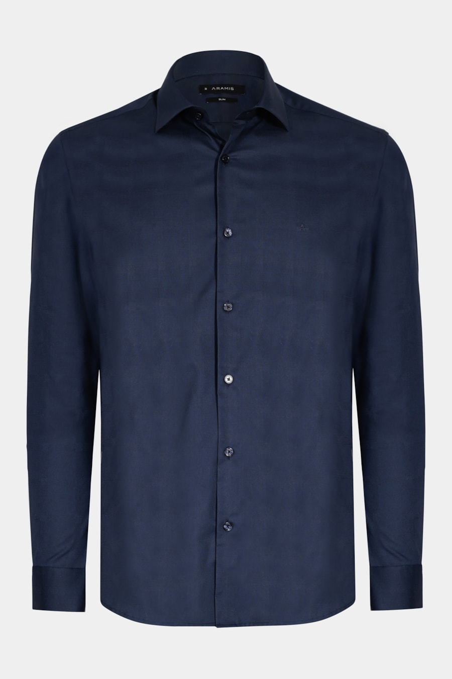 Camisa Slim Tricoline Maquinetada Xadrez Marinho — foto 5 de 6
