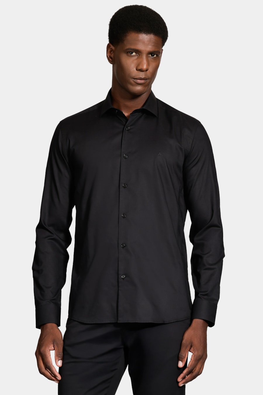 Camisa Slim Tricoline Maquinetada Xadrez Preto — foto 1 de 6