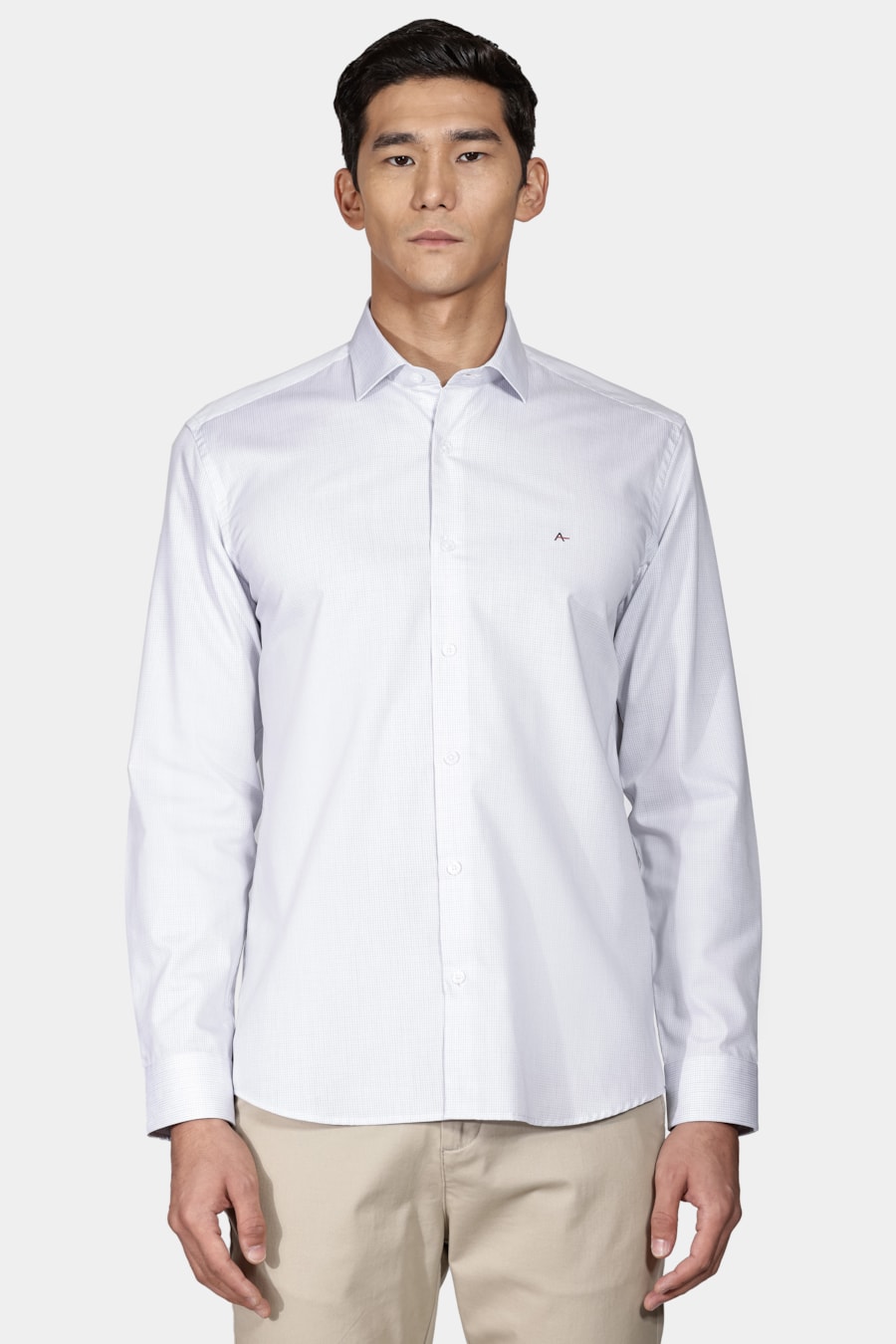 Camisa Slim Tricoline Xadrez Cinza — foto 1 de 5