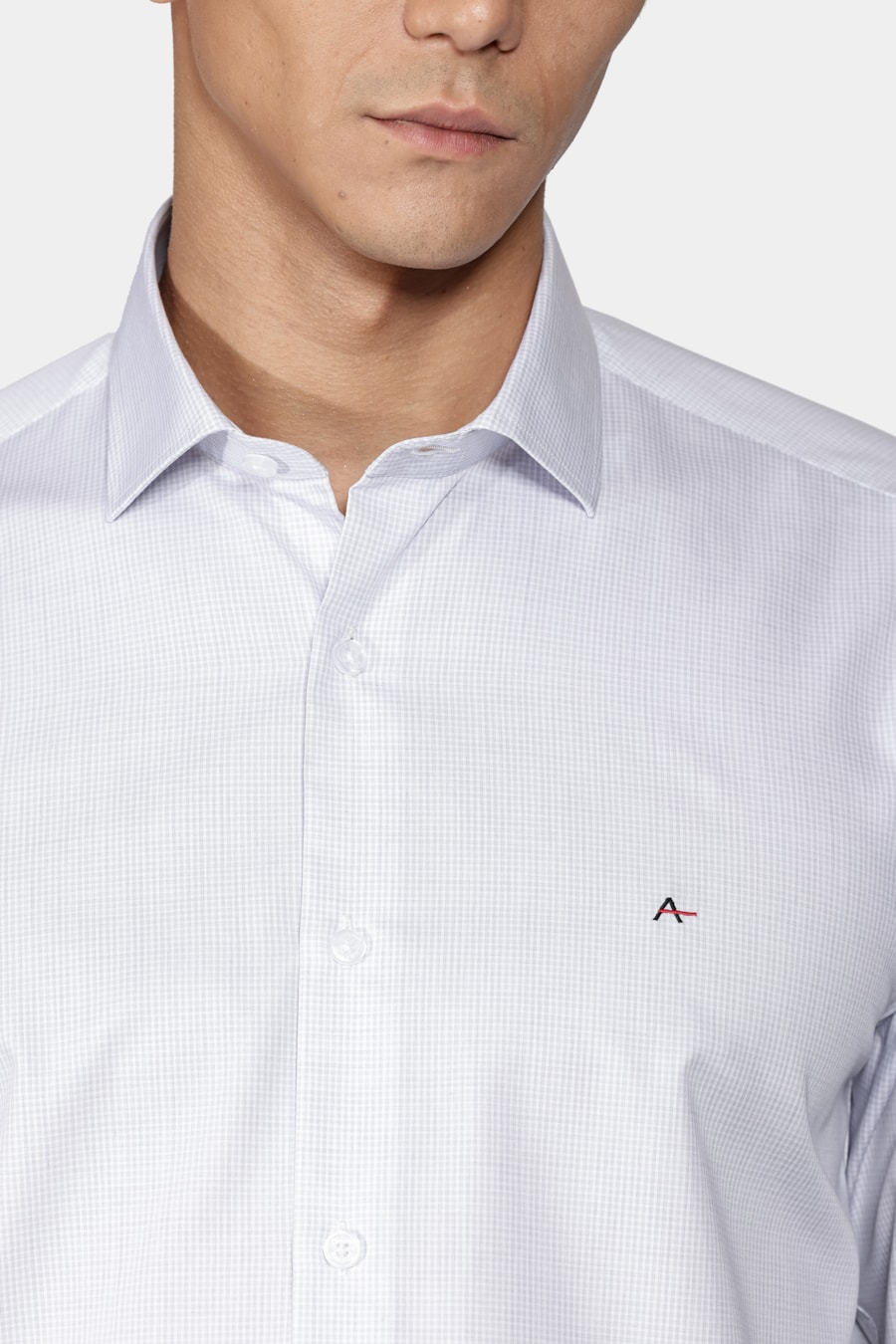Camisa Slim Tricoline Xadrez Cinza — foto 3 de 5