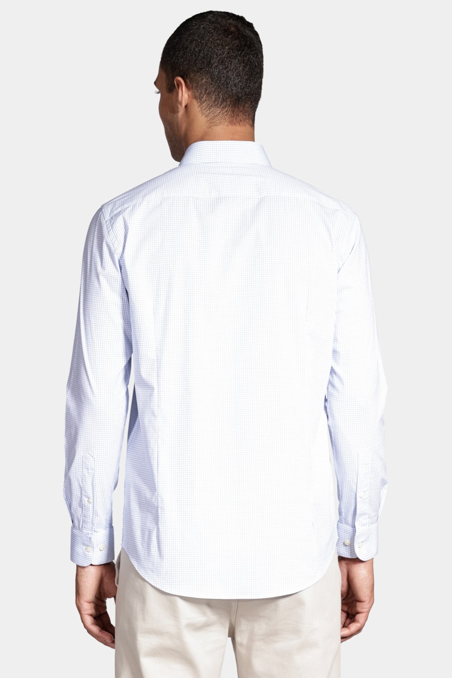 Camisa Slim Xadrez Clássico Branco Com Azul — foto 4 de 6