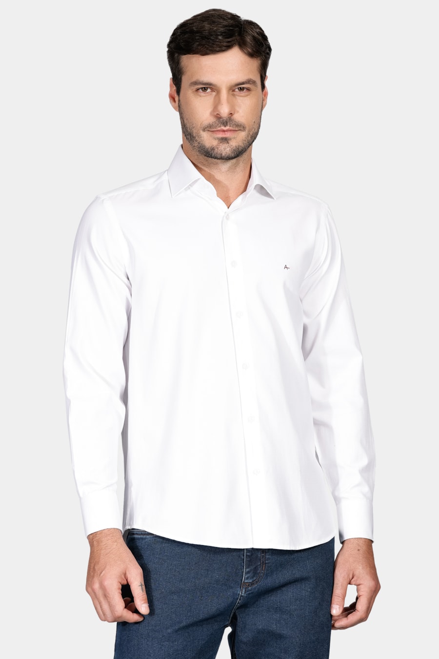 Camisa Social Regular Tricoline Maquinetado Branco — foto 1 de 6