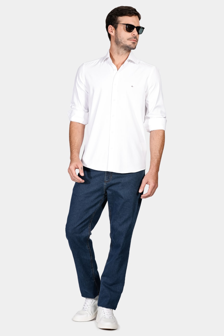 Camisa Social Regular Tricoline Maquinetado Branco — foto 2 de 6