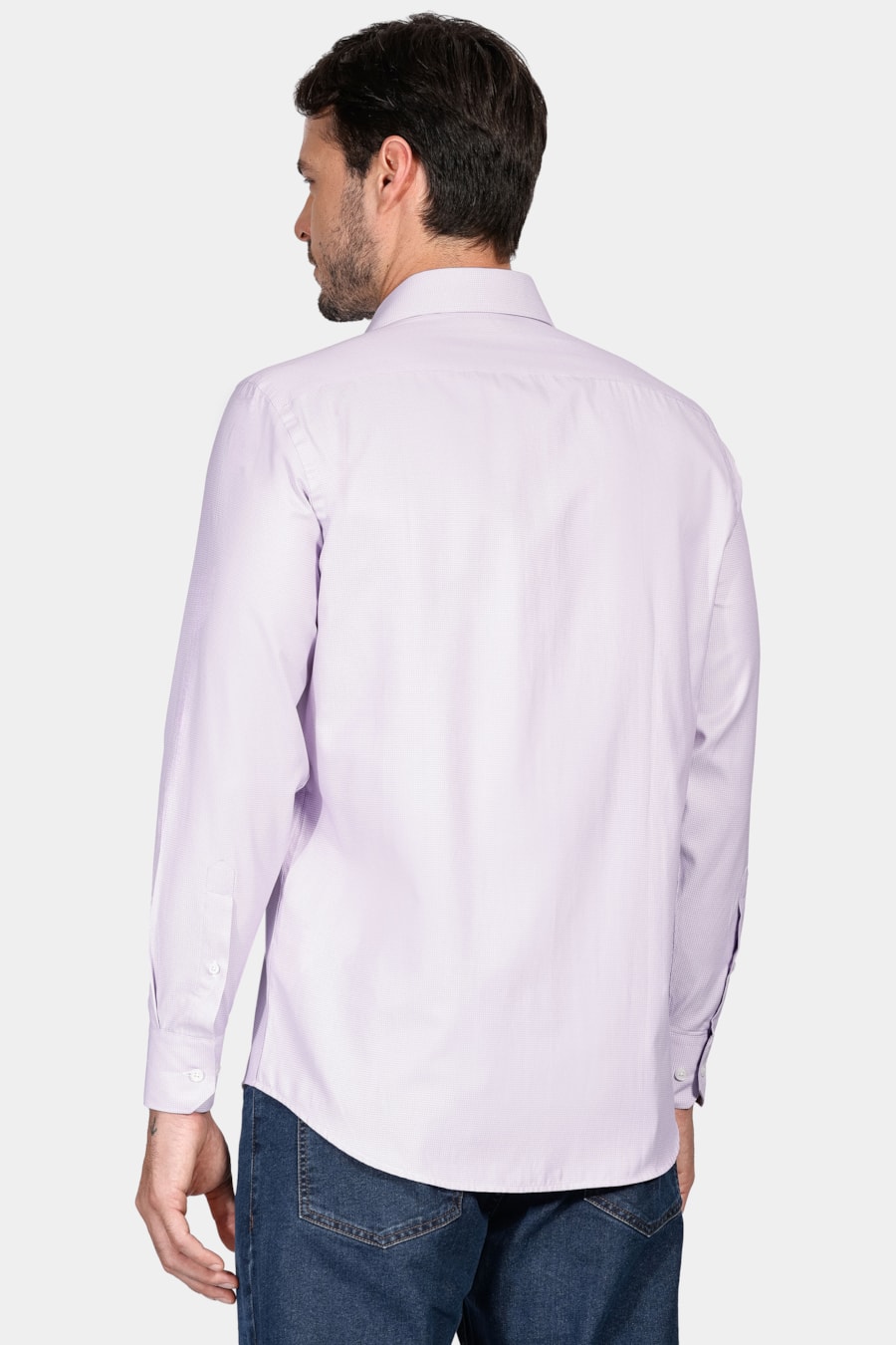 Camisa Social Regular Tricoline Maquinetado Lilás — foto 5 de 6