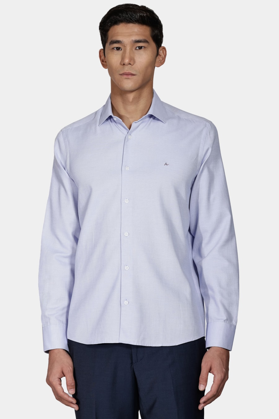 Camisa Social Slim Maquinetada Mista (Não Ativar) Azul — foto 1 de 6