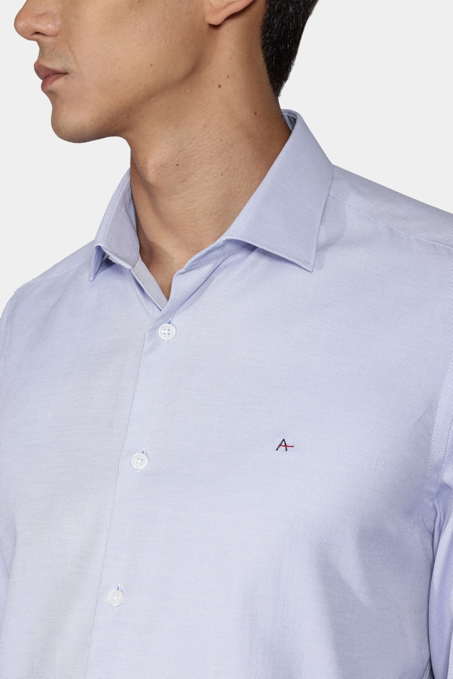 Camisa Social Slim Maquinetada Mista (Não Ativar) Azul — foto 3 de 6