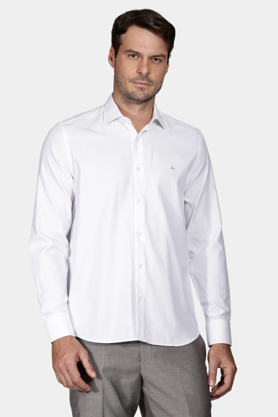Camisa Social Slim Maquinetada Mista (Não Ativar) Branco — foto 1 de 6