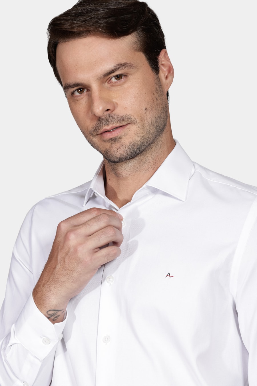 Camisa Social Slim Maquinetada Mista (Não Ativar) Branco — foto 3 de 6