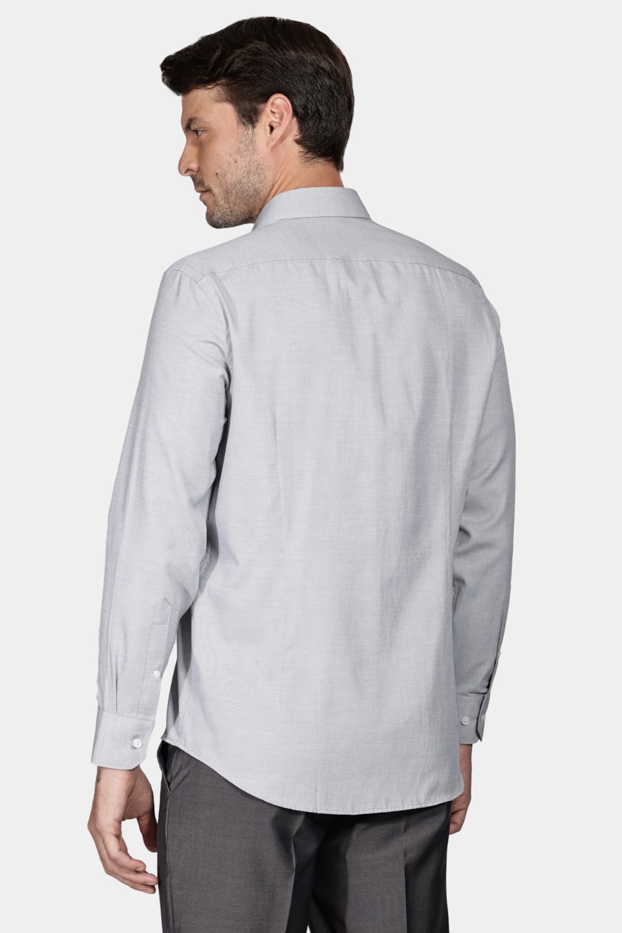 Camisa Social Slim Maquinetada Mista (Não Ativar) Cinza — foto 4 de 6