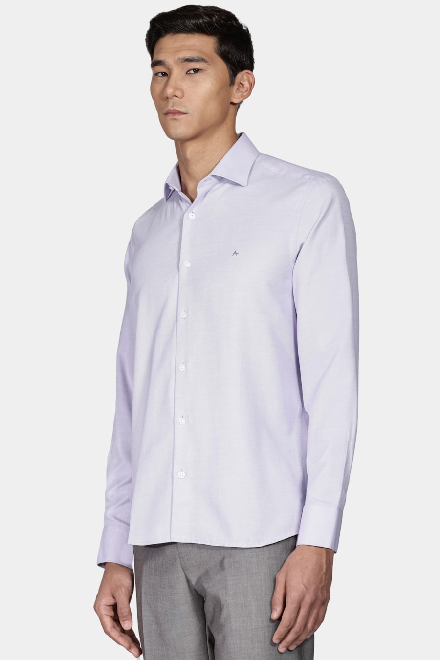 Camisa Social Slim Maquinetada Mista (Não Ativar) Lilás — foto 1 de 6