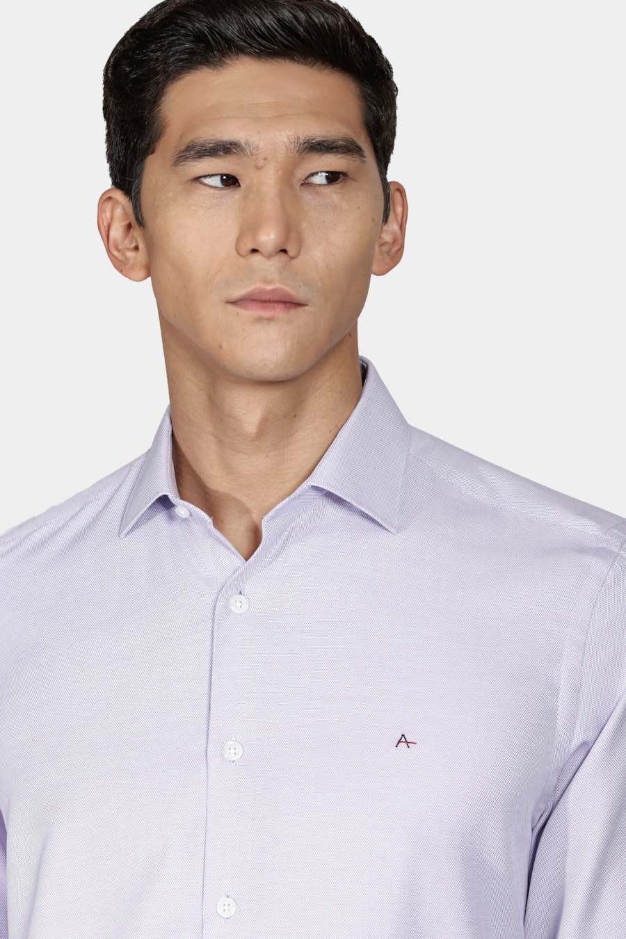 Camisa Social Slim Maquinetada Mista (Não Ativar) Lilás — foto 3 de 6