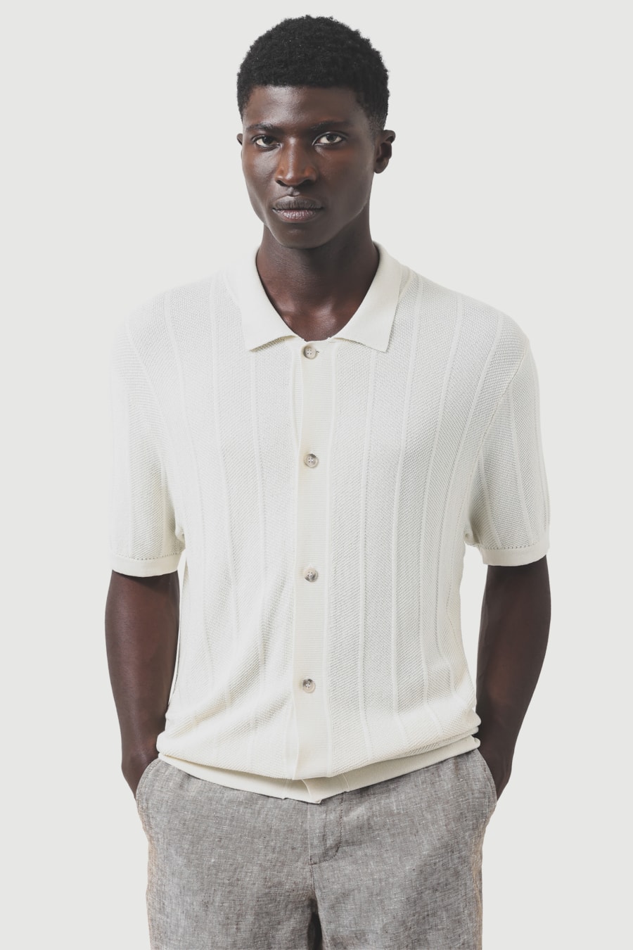 Camisa Tricot Manga Curta Chevron Off White — foto 1 de 6