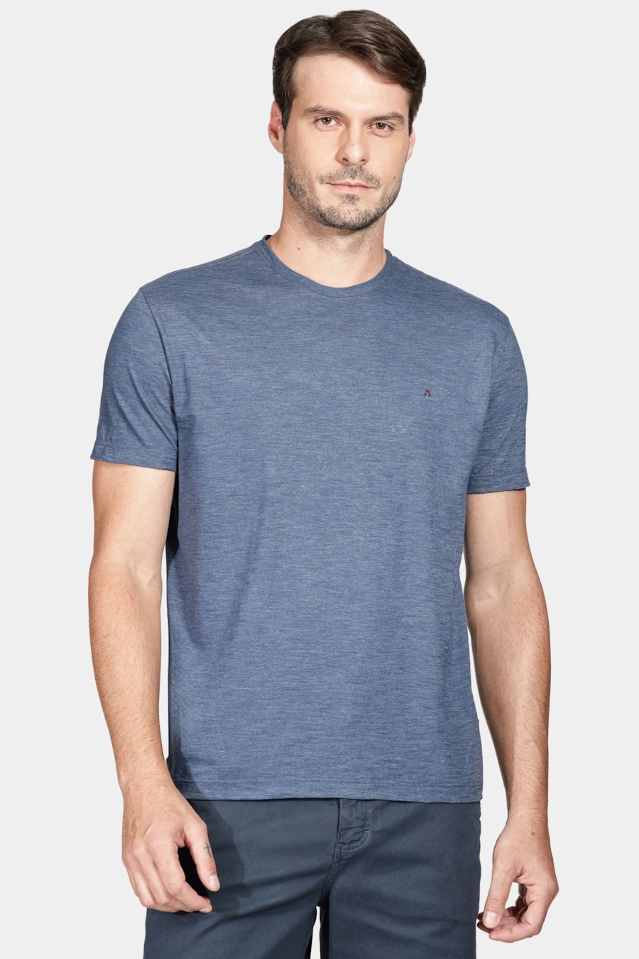 Camiseta 1/2 Malha Fil a Fil Azul Neblina — foto 1 de 5