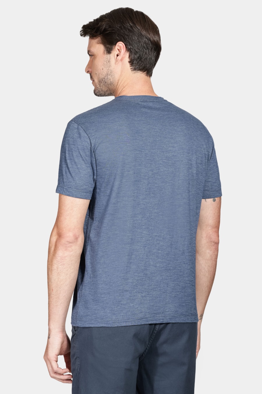 Camiseta 1/2 Malha Fil a Fil Azul Neblina — foto 4 de 5