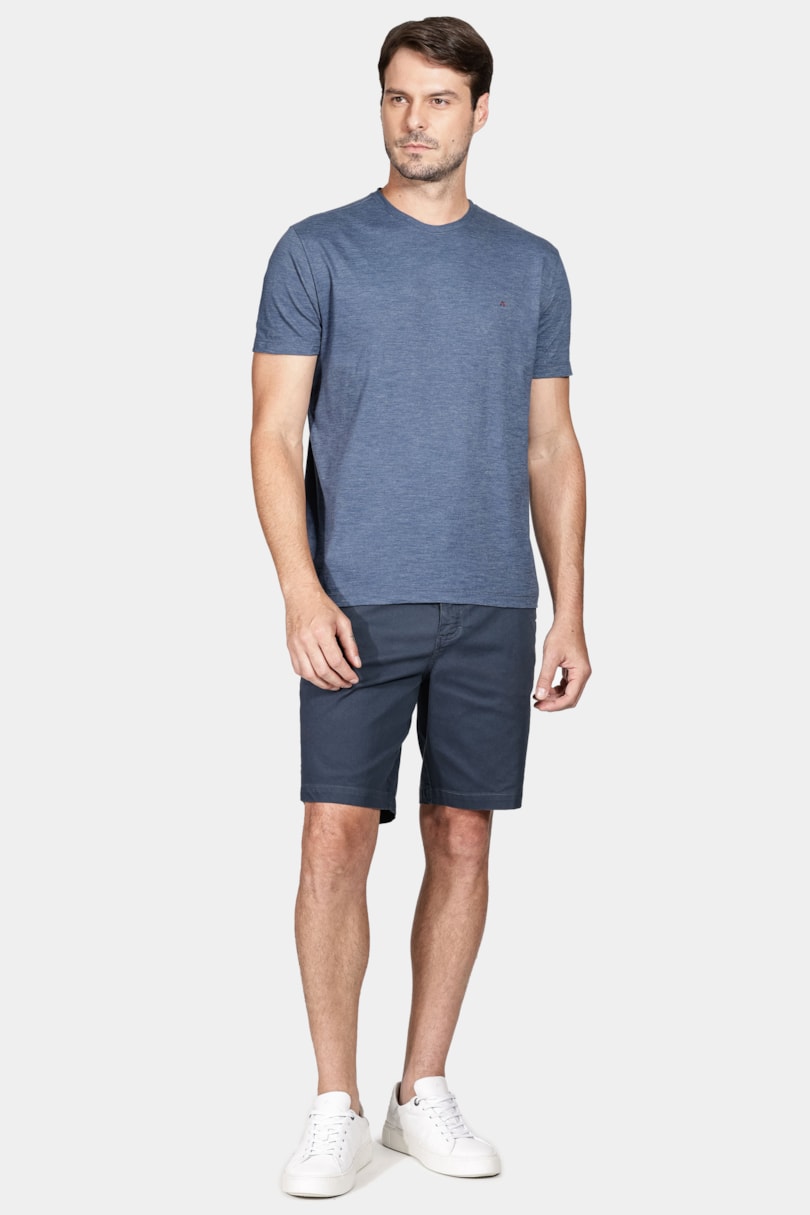 Camiseta 1/2 Malha Fil a Fil Azul Neblina