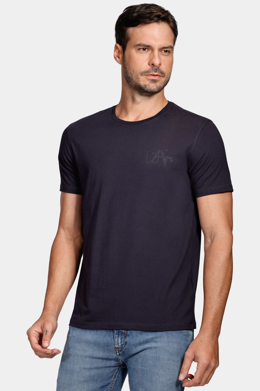 Camiseta a Pixel Outline Marinho — foto 1 de 4