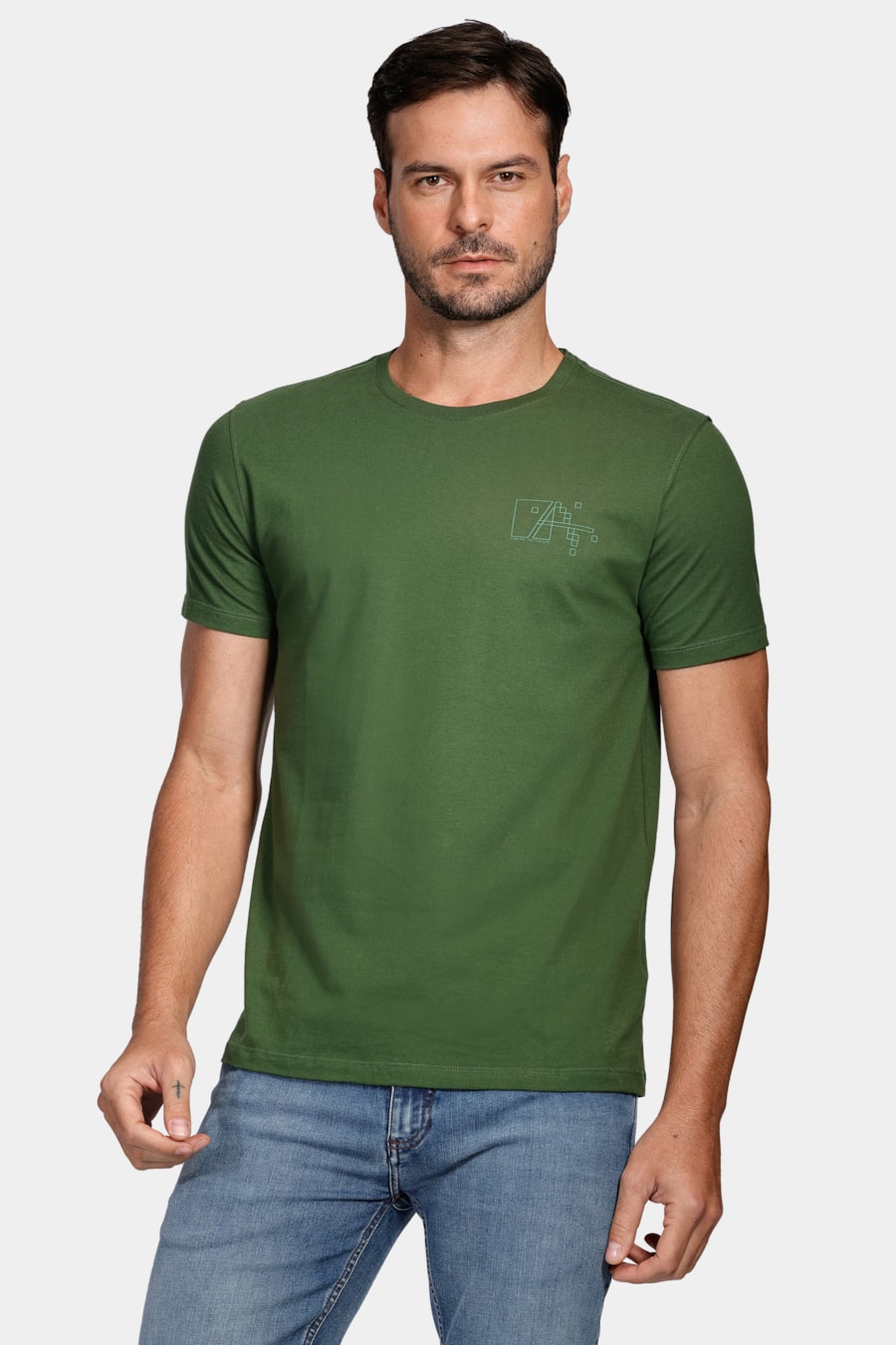 Camiseta a Pixel Outline Verde Musgo — foto 1 de 4