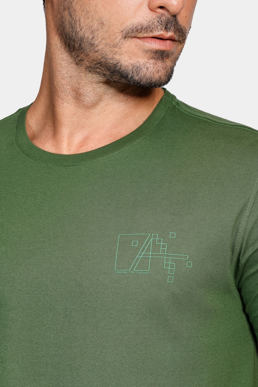 Camiseta a Pixel Outline Verde Musgo — foto 3 de 4