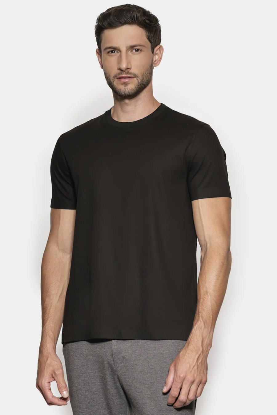 Camiseta Algodão C/ Elastano Fio 100 Preto — foto 1 de 8