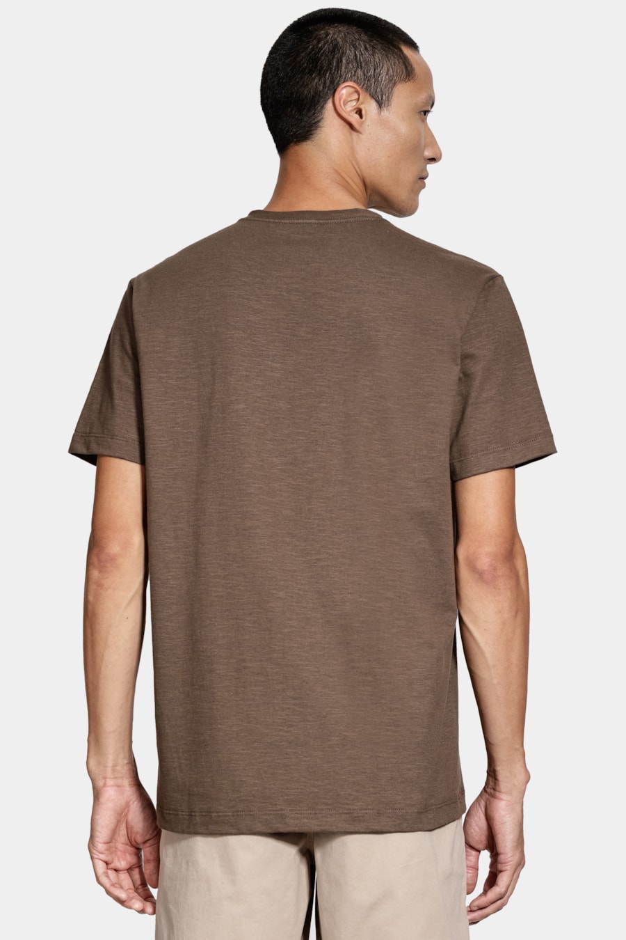Camiseta Algodão Flamê Manga Curta Caqui — foto 4 de 5
