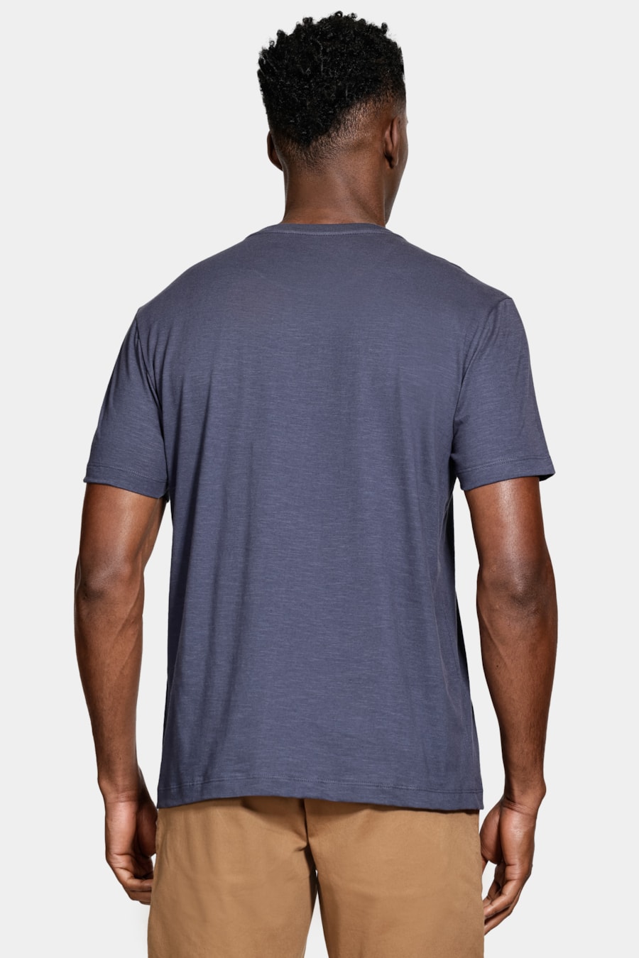 Camiseta Algodão Flamê Manga Curta Marinho — foto 4 de 5