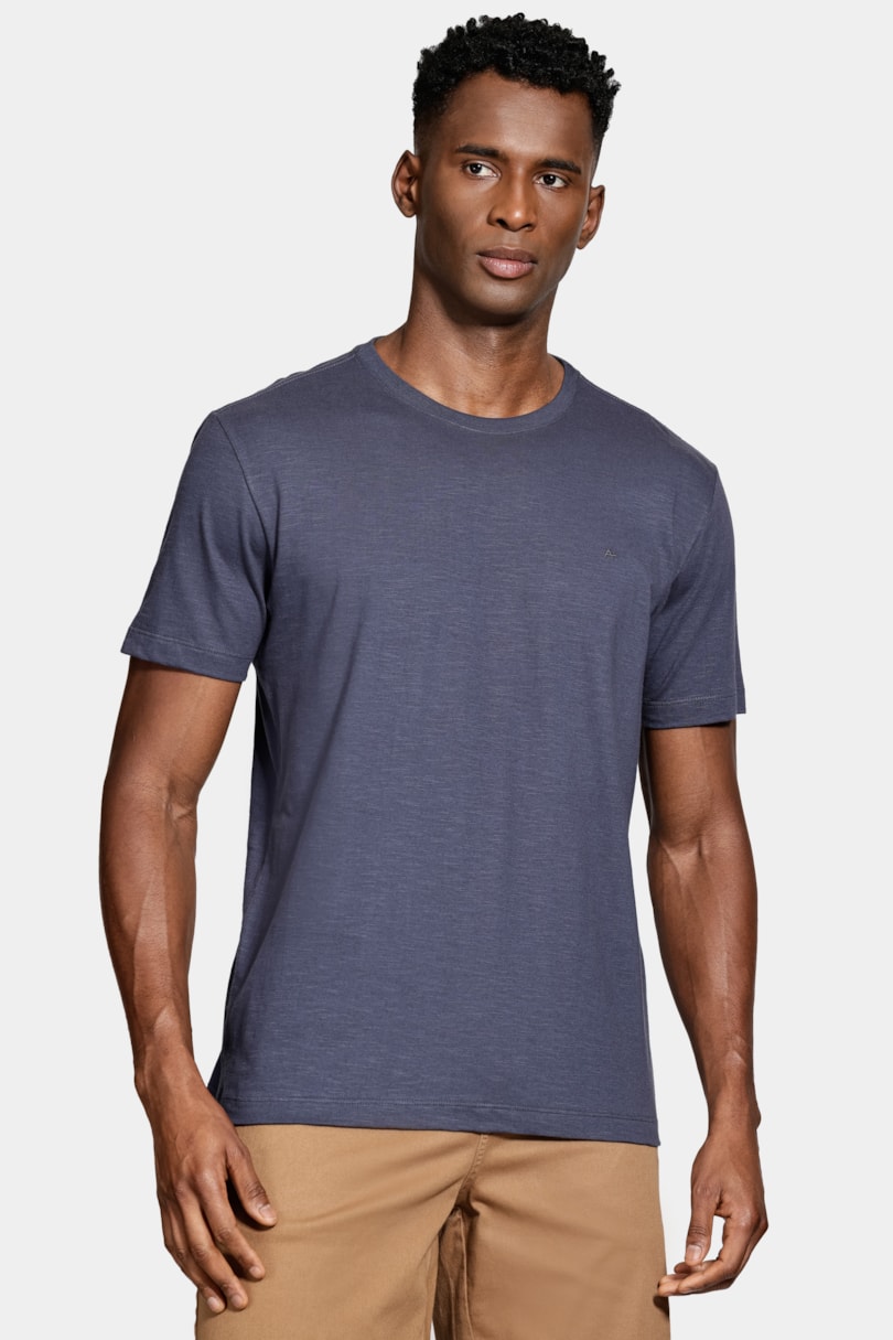 Camiseta Algodão Flamê Manga Curta Marinho