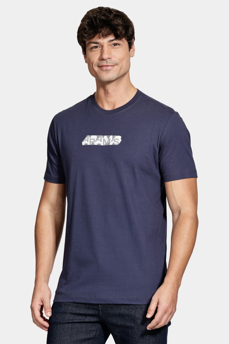 Camiseta Algodão Manga Curta Geometrica Navy — foto 1 de 5