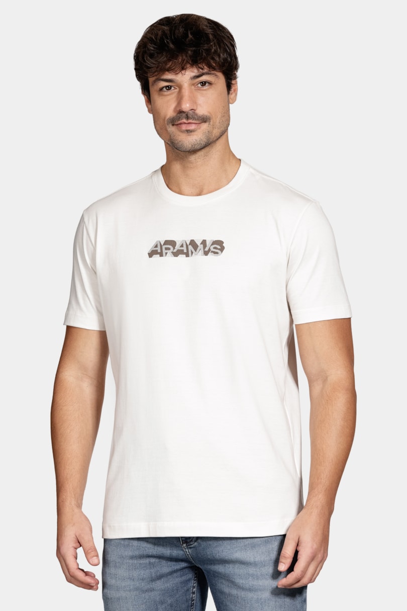 Camiseta Algodão Manga Curta Geometrica Off White
