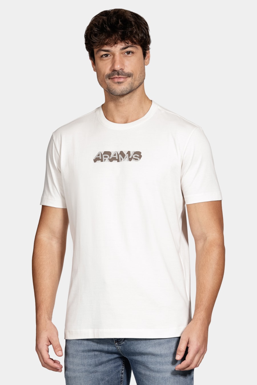 Camiseta Algodão Manga Curta Geometrica Off White — foto 1 de 5