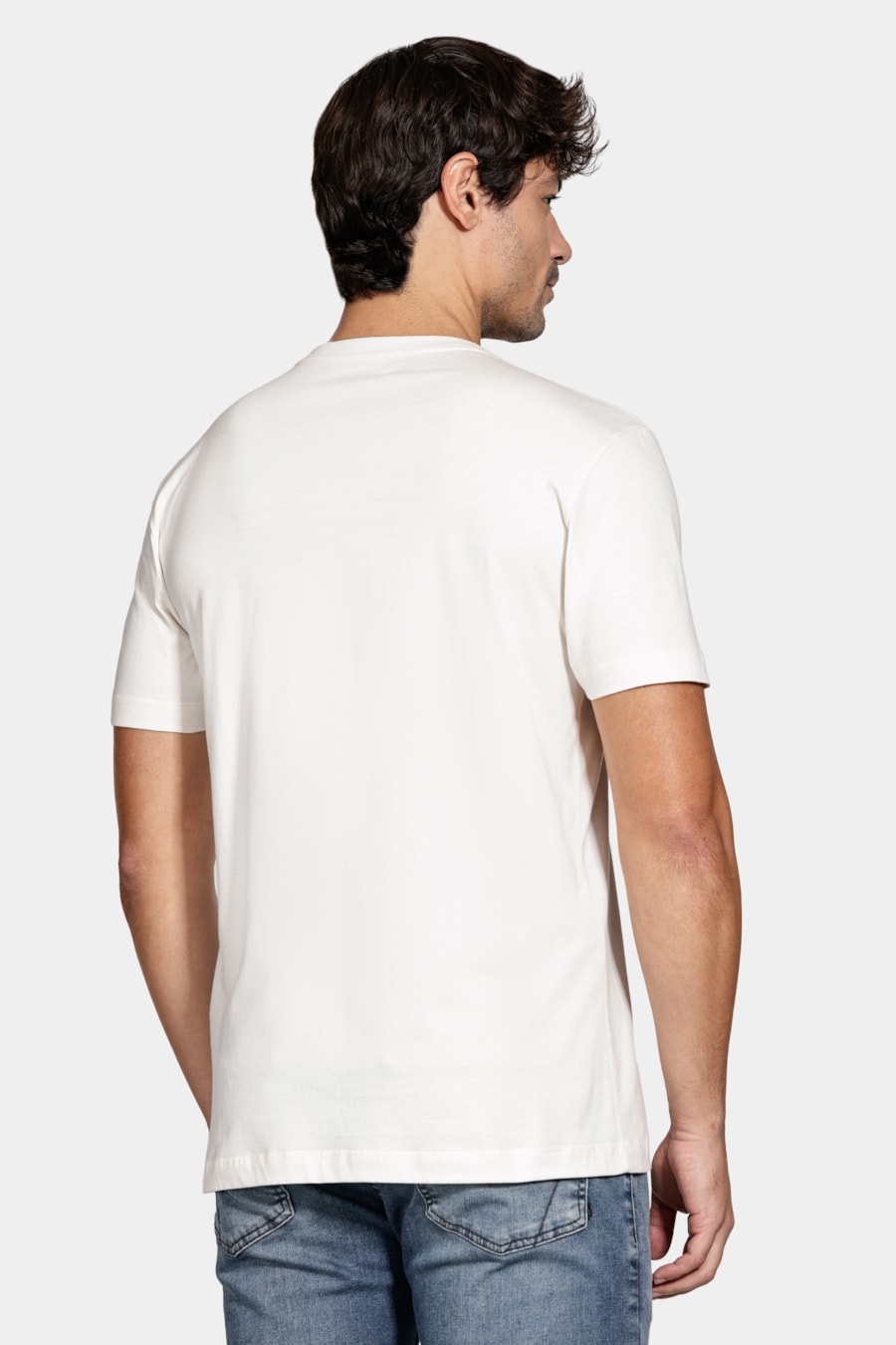 Camiseta Algodão Manga Curta Geometrica Off White — foto 4 de 5