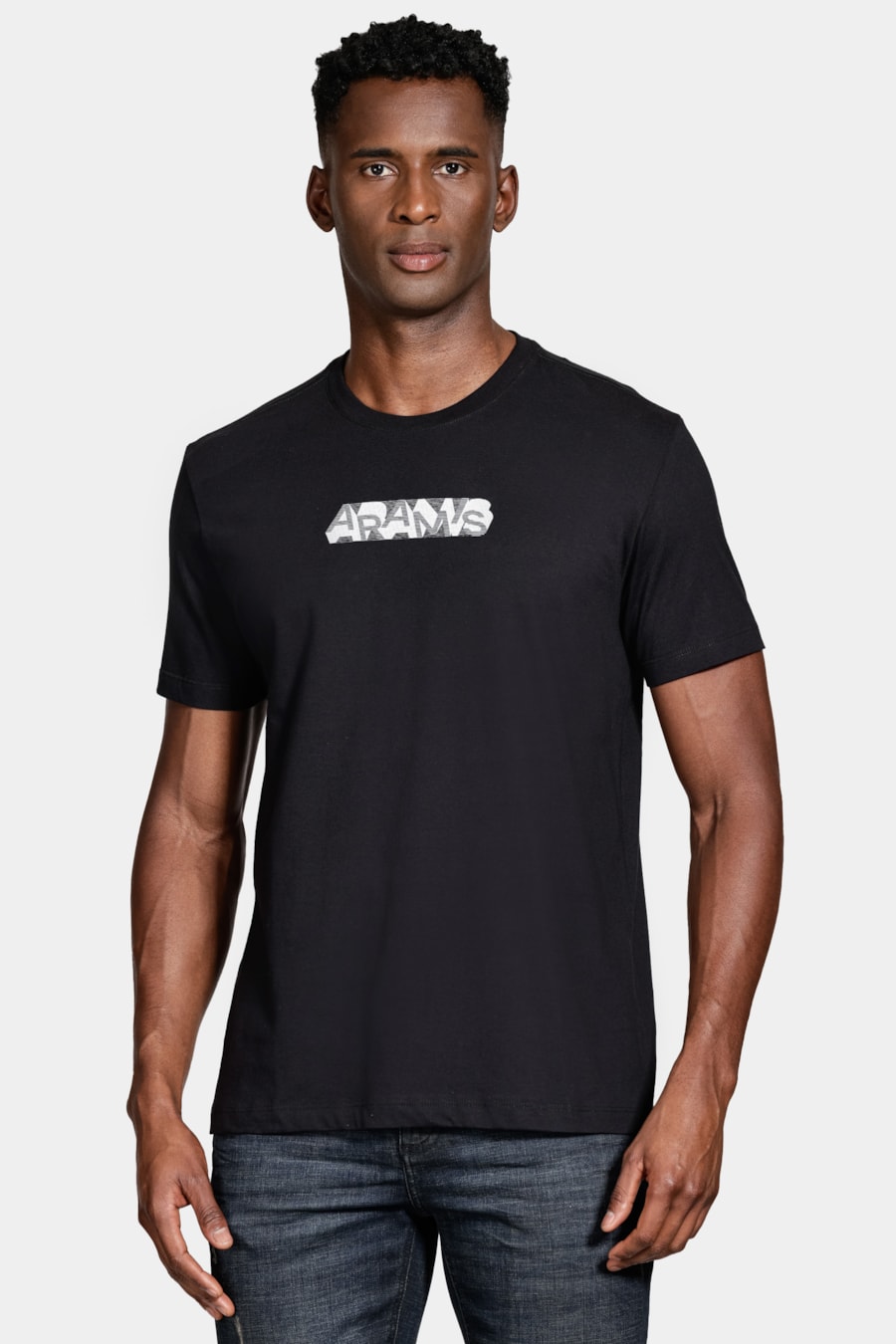 Camiseta Algodão Manga Curta Geometrica Preto — foto 1 de 5