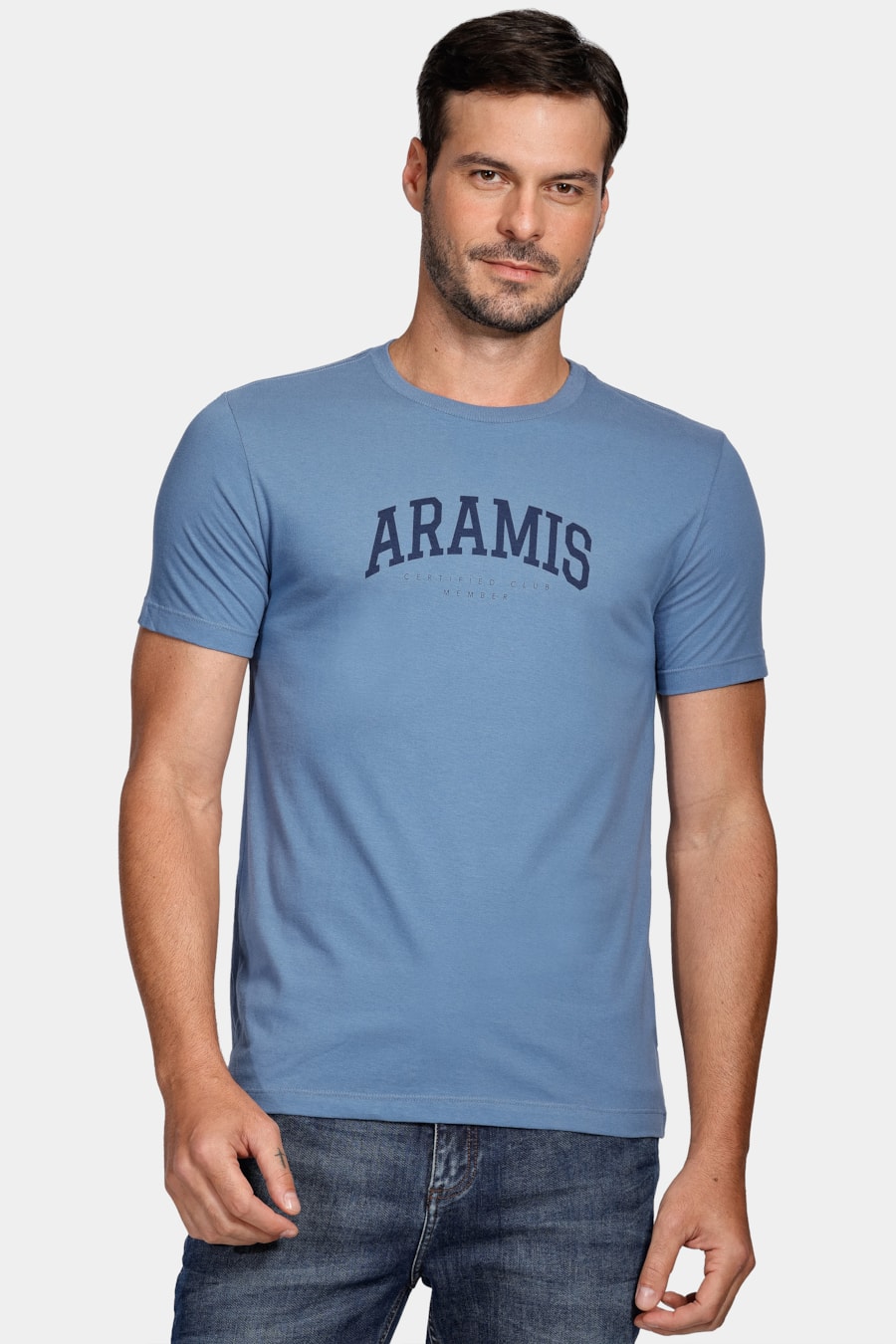 Camiseta Aramis College de Algodão Azul Índigo — foto 1 de 4