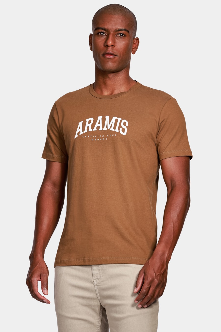Camiseta Aramis College de Algodão Cáqui Mascavo — foto 1 de 4