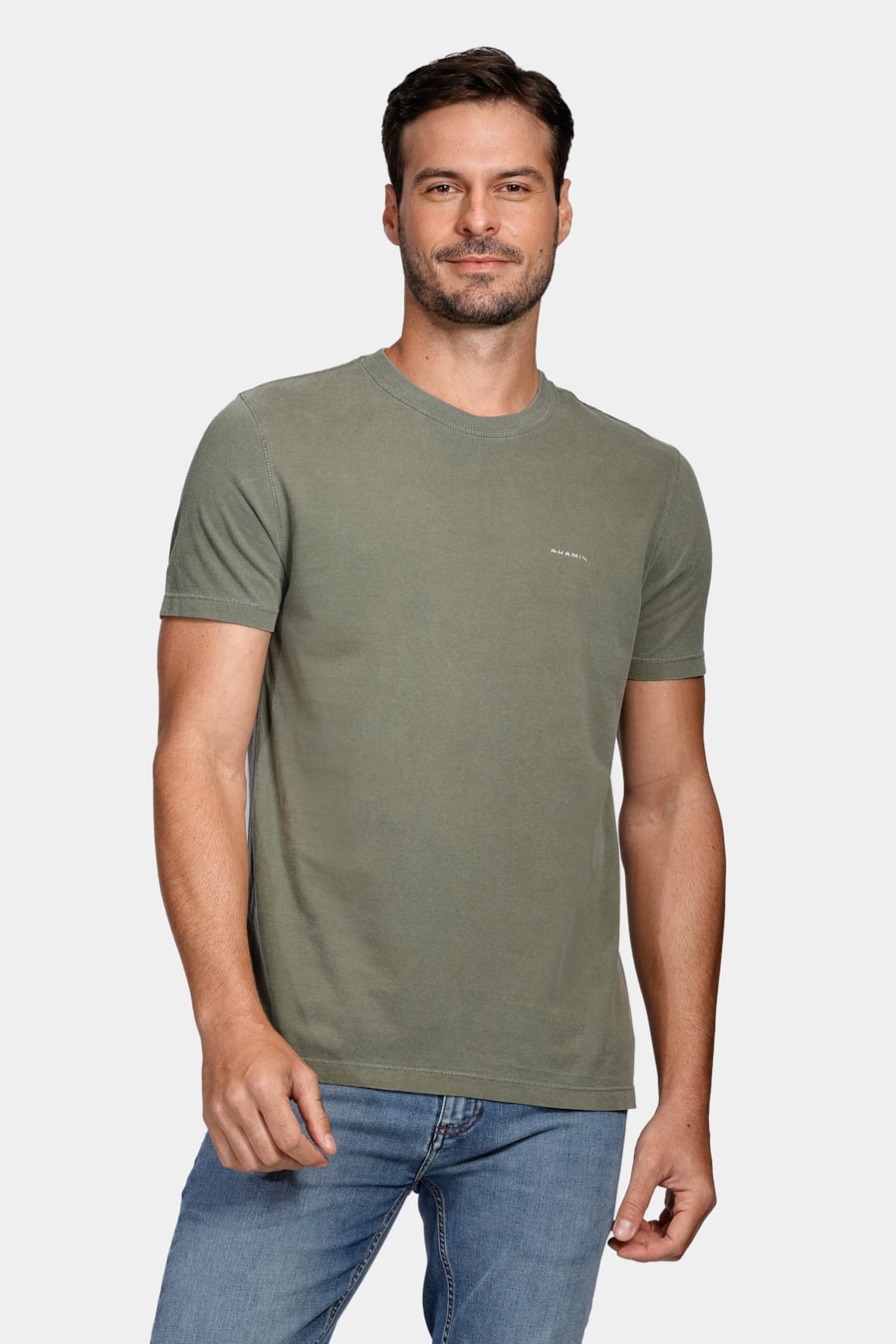 Camiseta Aramis Cortado Stone Verde Militar — foto 1 de 4