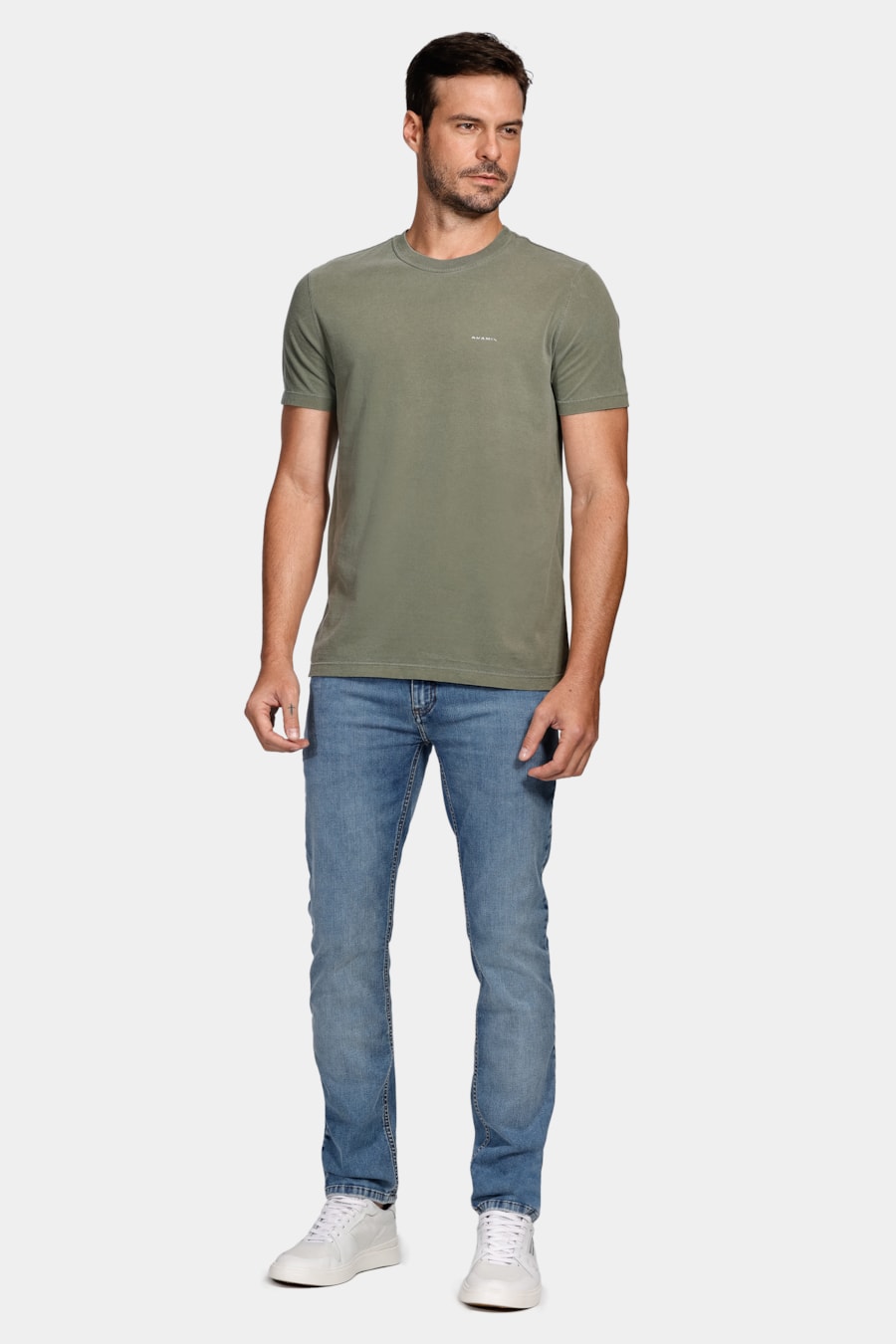 Camiseta Aramis Cortado Stone Verde Militar — foto 2 de 4