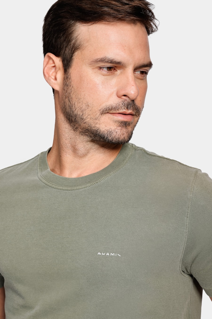 Camiseta Aramis Cortado Stone Verde Militar — foto 3 de 4