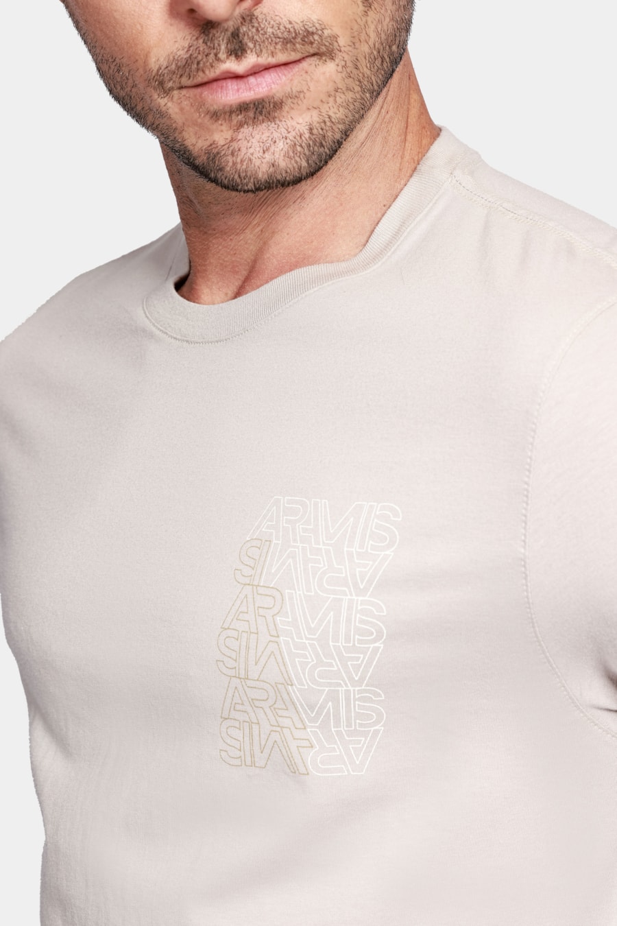 Camiseta Aramis Espelhado Outline Cáqui Pedra — foto 3 de 4