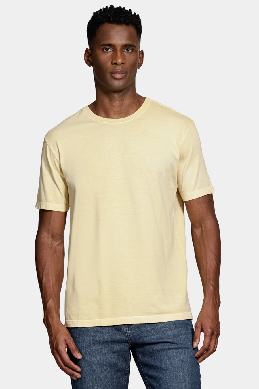 Camiseta Básica Algodão Manga Curta Bordado Amarelo Medio — foto 1 de 5