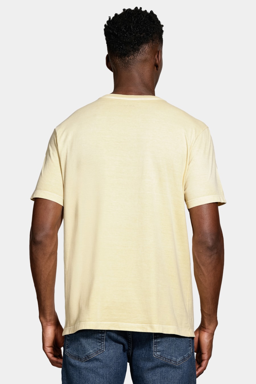 Camiseta Básica Algodão Manga Curta Bordado Amarelo Medio — foto 4 de 5