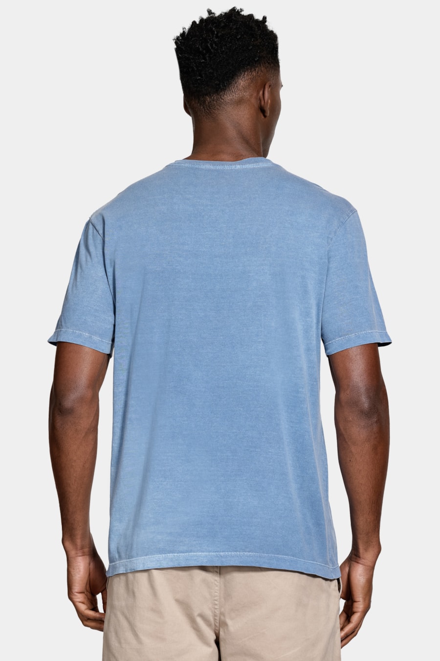 Camiseta Básica Algodão Manga Curta Bordado Azul Forte — foto 4 de 5