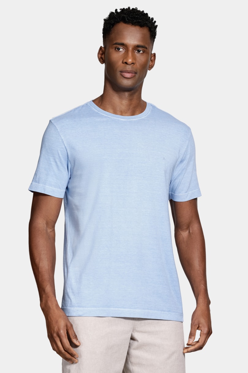 Camiseta Básica Algodão Manga Curta Bordado Azul Lazulli 111